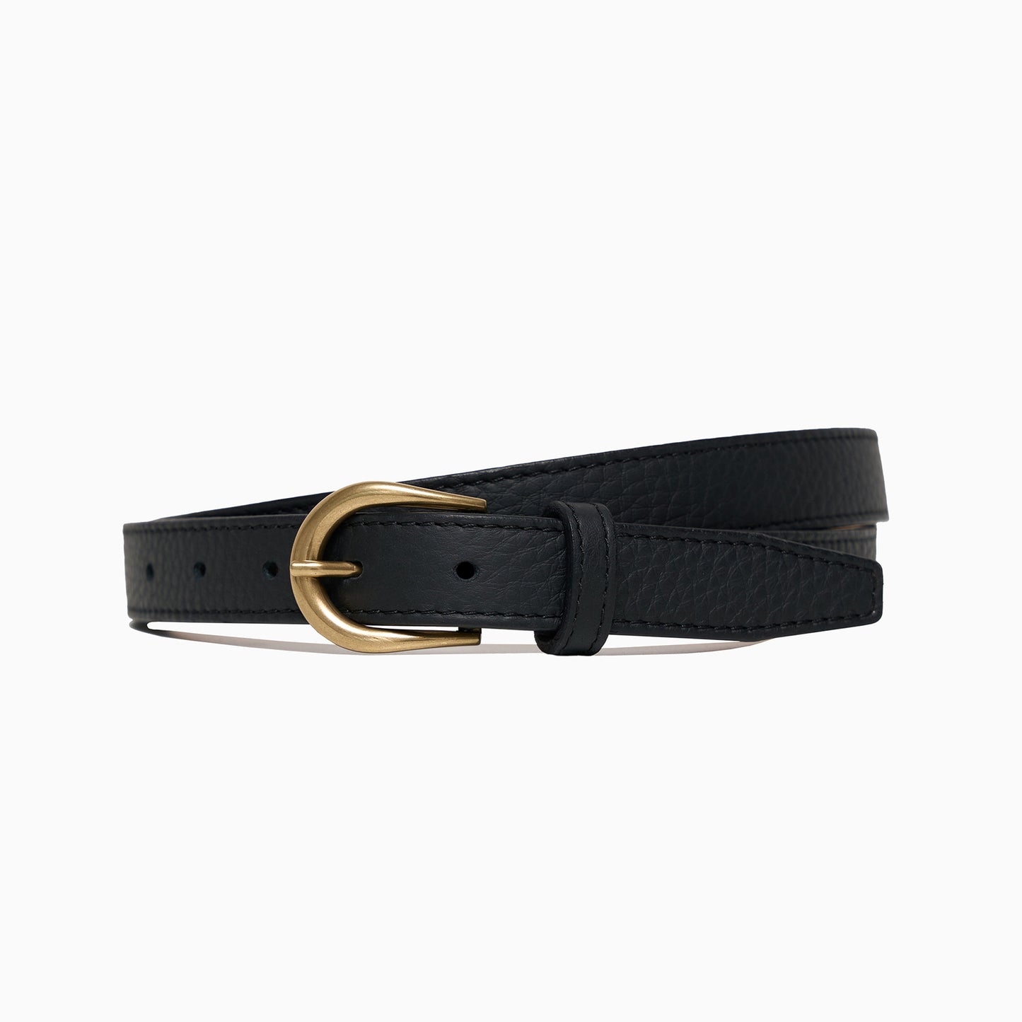 Black Pebbled Leather 1" Belt