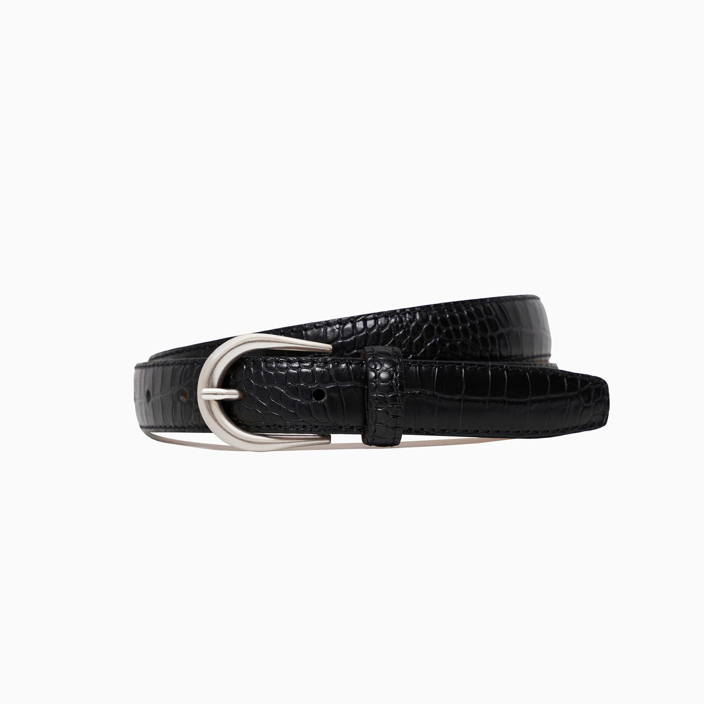Black Croco Print 1" Belt