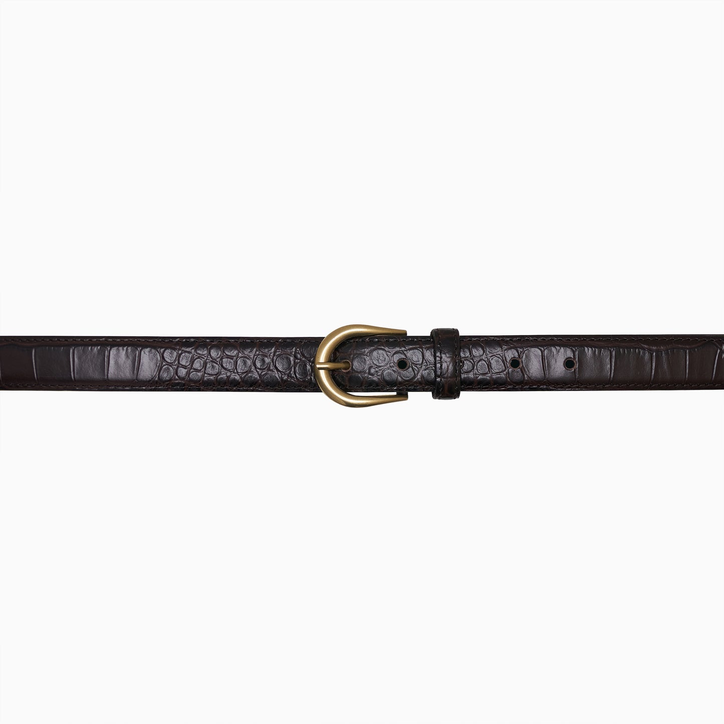 Brązowy "Croco" Pasek "Calówka"