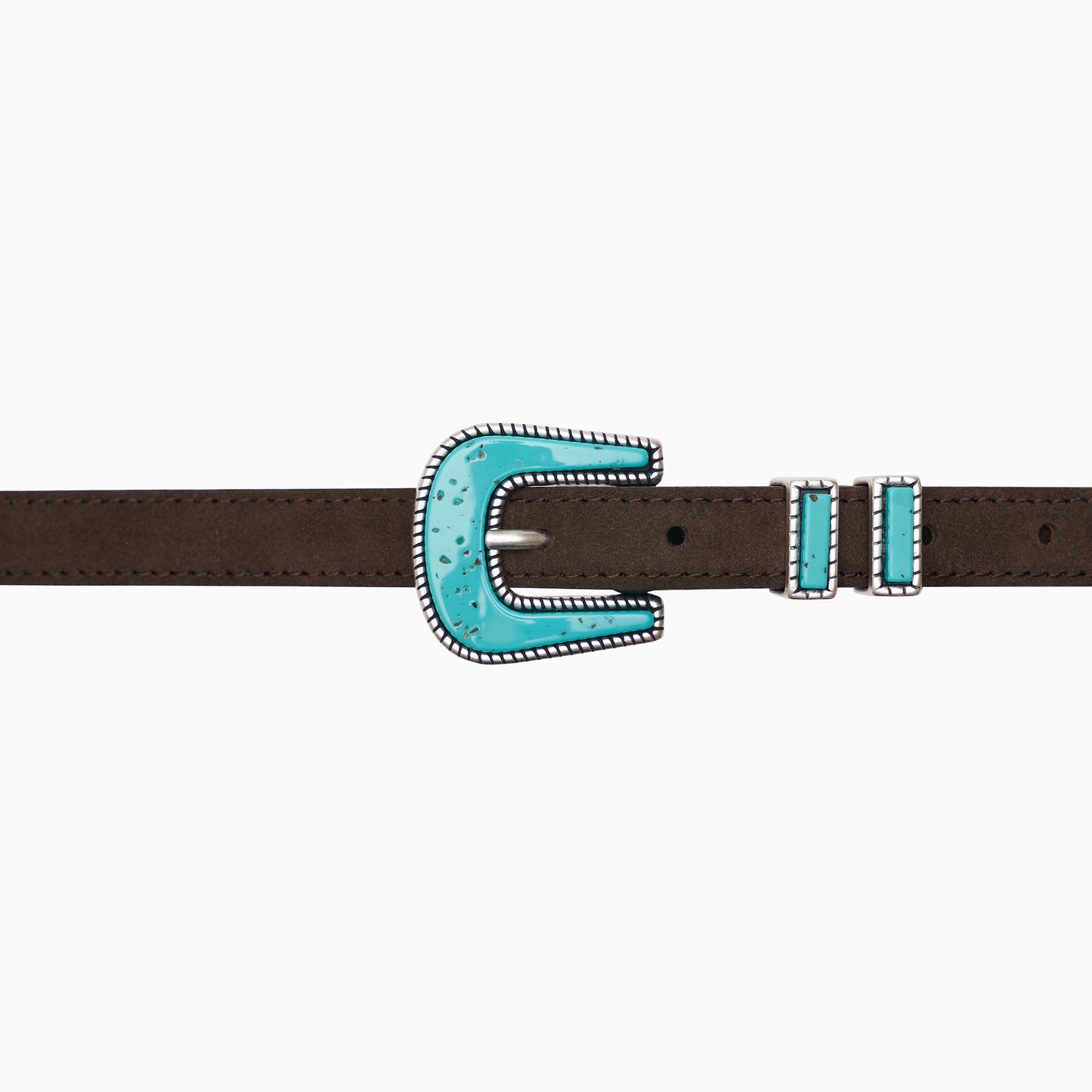 Brązowy wąski  pasek zamszowy "Cowboy"