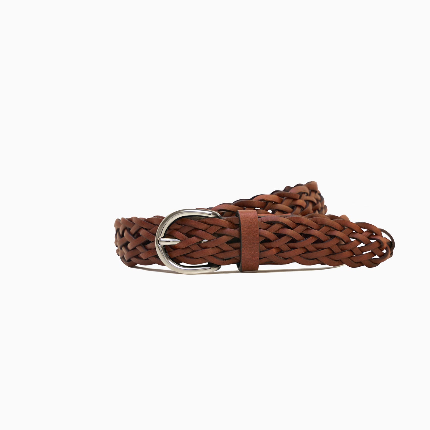 Hand-Braided Cognac Leather 1" Belt