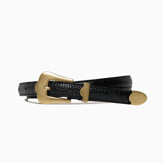 "Hollywood" "Tryptich" Black Croco Belt