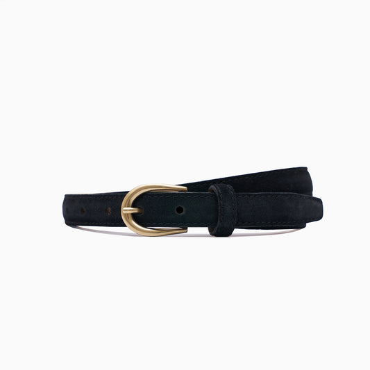 "Hollywood" Black Suede Narrow Belt