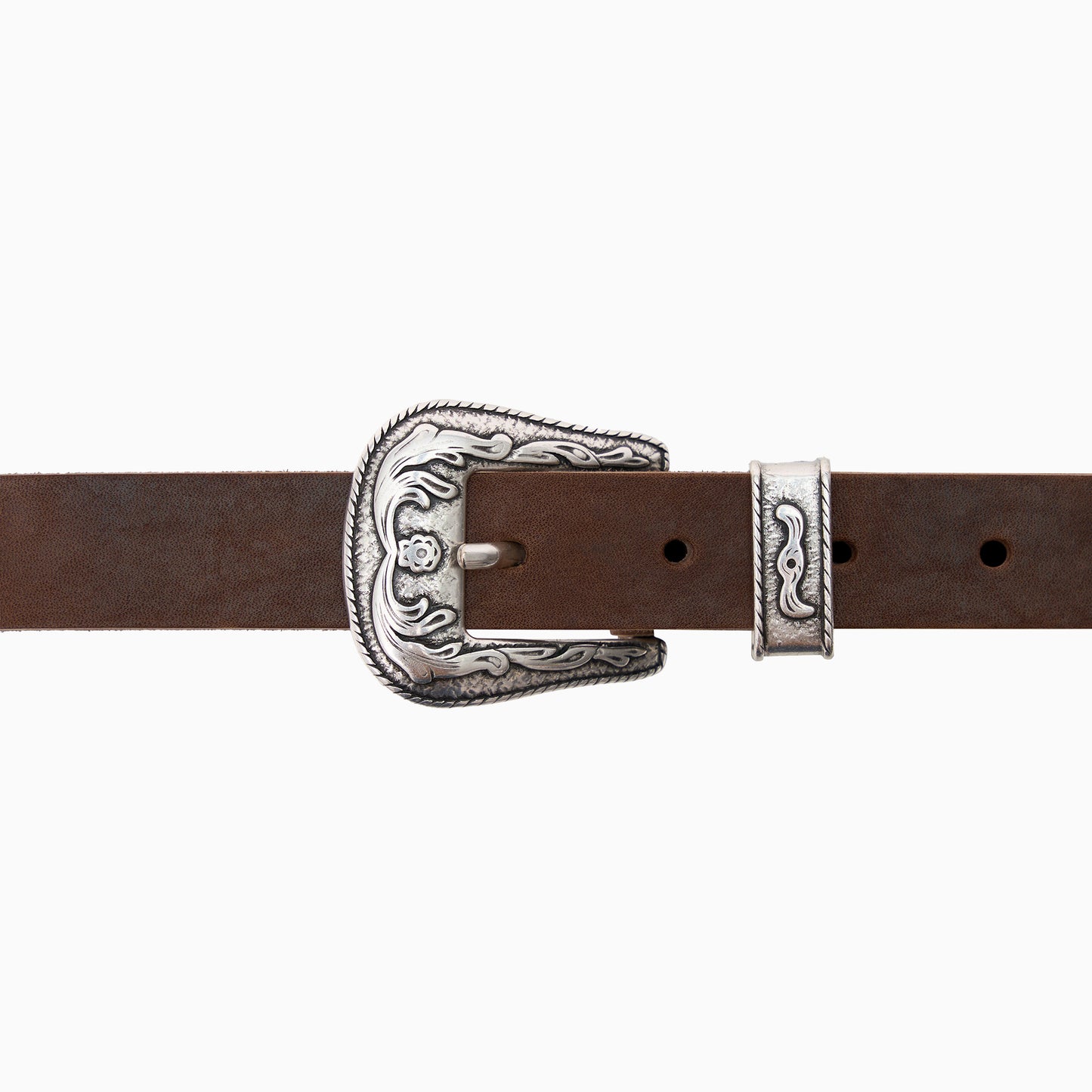 “Western” Brown Washed 1" Belt