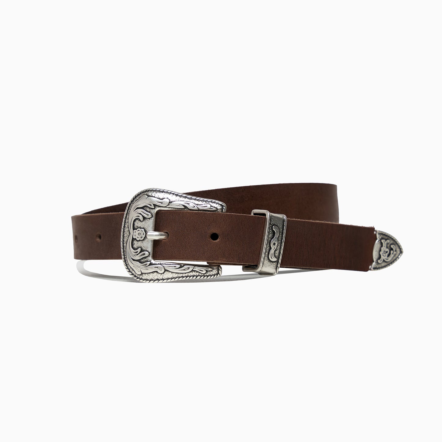 “Western” Brown Washed 1" Belt